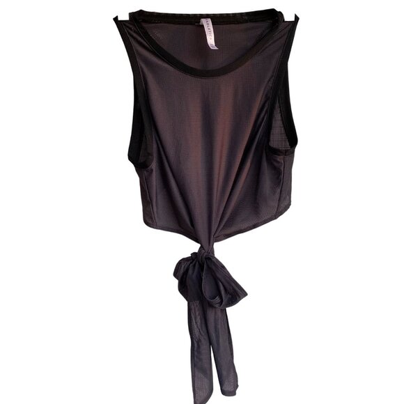 Fabletics Mesh Cropped Wrap Sexy Tank Top w/ Tie Waist XS Gray Athletic Beach - Picture 1 of 10